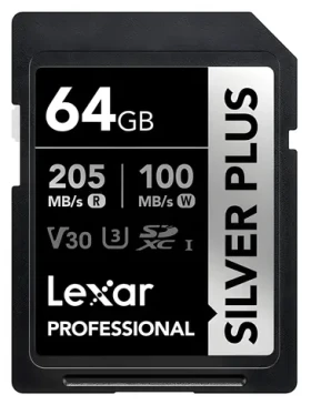 Lexar Professional SILVER PLUS SDXC 64GB / čítanie: 205MBps / zápis: 100MBps / UHS-I / V30 (LSDSIPL064G-BNNNG)
