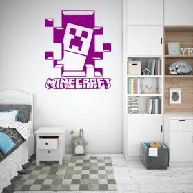 Veselá Stena Samolepka Minecraft hra Farba: fialová, Veľkosť: 100 x 119 cm