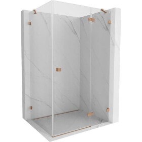 MEXEN/S - Lunar sprchovací kút dvere krídlové pravá 75 x 90, transparent, meď kartáčovaná 834-075-090-65-00-P