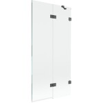 MEXEN/S - Lunar vaňová zástena 2-krídlová pravá 90 x 150, transparent, grafit kartáčovaná 897-090-100-66-00-P