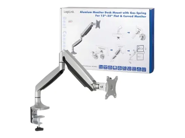LogiLink BP0042 strieborná / Rameno pre monitor / 13 "až 32" / do 9 kg / VESA 75x75, 100x100 mm (BP0042)