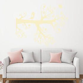Veselá Stena Samolepka Vtáčiky na strome Farba: béžová, Veľkosť: 80 x 65 cm