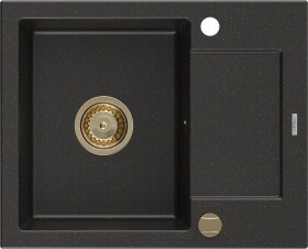 MEXEN/S MEXEN/S - Enzo granitový drez 1 s odkvapkávačom 576x465 mm, čierna / zlatá metalik, + zlatý sifón 6506571005-75-G