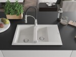 MEXEN/S MEXEN/S - Gaspar granitový drez 1.5 s odkvapkávačom vrátane batérie Aster, biela 6507-20-73450-07