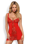 Erotická košieľka Heartina chemise red OBSESSIVE Červená