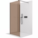 CERANO - Sprchová zástena Walk-in Onyx Corner Round Ľ/P - 8 mm - okrúhla vzpera - čierna matná, bronzové sklo - 70x100x200 CER-979799