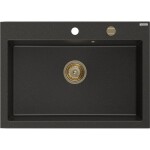 MEXEN/S MEXEN/S - Elix granitový drez 1-miska 700 x 500 mm, čierna/zlatá metalik, sifón zlatá 6526701005-75-G