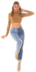 Sexy Highwaist Bi-Color Mom Jeans Used Look denimblue