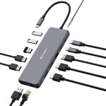 Verbatim Multiport Hub CMH-13 USB-C sivá / Dokovacia stanica / 6x USB-A / 2x USB-C / RJ45 / 2x HDMI / DP / 3.5mm (32153)