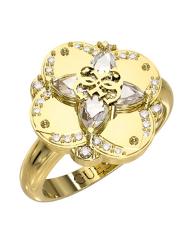 Guess Luxusný pozlátený prsteň s kvetinou Wild Flower JUBR05506JWYG 54 mm
