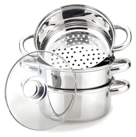 Maestro MR-2900-24 strieborná / Hrniec na varenie v pare / 24 cm / 5 l / sklo, nerez (MR-2900-24)