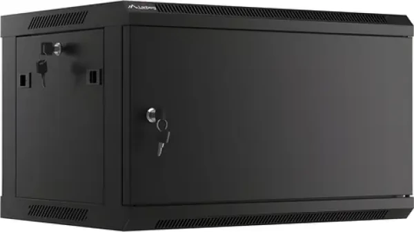 Lanberg WF01-6406-00B čierna / Nástenný rozvádzač 19" / 6U / 600×450 mm / kovové dvere / flat pack (WF01-6406-00B)