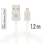 SWISSTEN TEXTILE dátový kábel USB - Lightning MFi 1.2m strieborná (71524203)