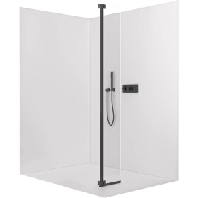 CERANO - Prídavný otočný panel k sprchovej zástene Onyx - 8 mm - čierna matná, transparentné sklo - 40x200 CER-537355