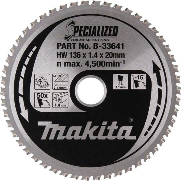 Makita B-33641 B-33641 pílový kotúč 136 x 20 x 1.1 mm Počet zubov (na palec): 50 1 ks; B-33641