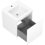 MEXEN/S - Rivel kúpeľňová skrinka 45 cm s umývadlom Otis, 1 šuplík, reliéf, biela mat 91A20-04547-1-BF01-W18M01
