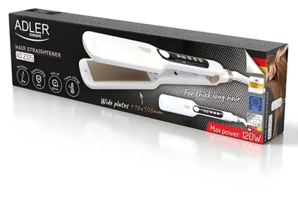 Adler AD 2325 biela / Žehlička na vlasy / 120 W / 140-220 °C / 7 teplôt / LCD (AD 2325)