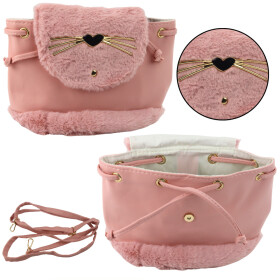 Mamido Detský batoh s plyšovými ušami 22cm 4L ružový