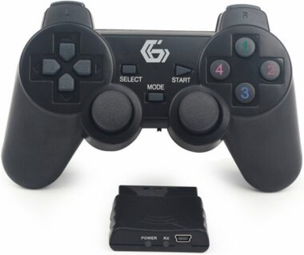 Gembird JPD-WDV-01 Bezdrôtový Gamepad pre PC amp; PS2 amp; PS3 čierna / 12 tlačidiel / 4smerný D-Pad / 2x thumbstick (JPD-WDV-01)