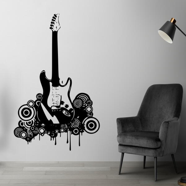 Veselá Stena Samolepka Elektrofonická gitara Farba: čierna, Veľkosť: 80 x 50 cm