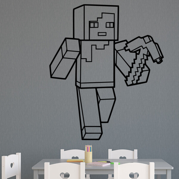 Veselá Stena Samolepka Minecraft krompáč Farba: černá, Veľkosť: 40 x 34 cm