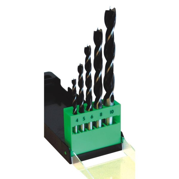 C.K T3040 sada špirálových vrtákov do dreva 5-dielna 4 mm, 5 mm, 6 mm, 8 mm, 10 mm valcová stopka 1 sada; T3040