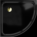 MEXEN/S - Flat sprchová vanička štvrťkruhová slim 80 x 80, černá + zlatý sifón 41708080G