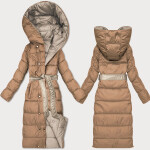 Obojstranná zimná bunda s pruhom Minority béžovo-hnedá (M2-6519-62+301) odstíny hnědé M (38)