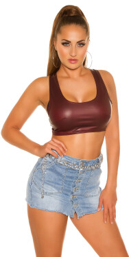 Sexy KouCla Crop Top Leatherlook red Einheitsgroesse