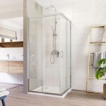 Mereo Sprchovací kút, LIMA, štvorec, 90 cm, chróm ALU, sklo Point, vanička liaty mramor CK608A22KM