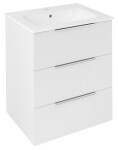 SAPHO - CIRASA kúpeľňová skrinka 60 cm CIRASA s umývadlom a LED zrkadlom, 3 zásuvky, biely lesk KSET-097