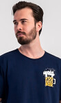 Pánska nočná košeľa s krátkym rukávom Beer Dark Blue - Vienetta 3XL tmavě modrá - vzor