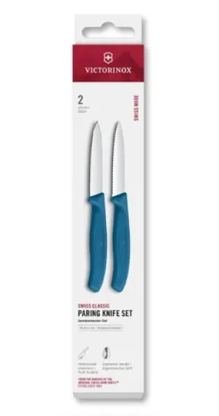 VICTORINOX Swiss Classic Kuchynský nôž 8 cm set 2 ks modrá / rovné a vrúbkované ostrie (6.7692.2C1)