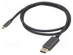Goobay 75708 USB-C - DisplayPort čierna/strieborná / Kábel / DP Alt Mode / 4K 60Hz / 2 m / textilný (75708)