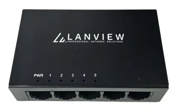Lanview Switch Unmanaged 5 portov / Switch / 5x Gigabit Ethernet / 10/100/1000 Mbit/s / kovový (LVN-DESK-5PORT-1G)