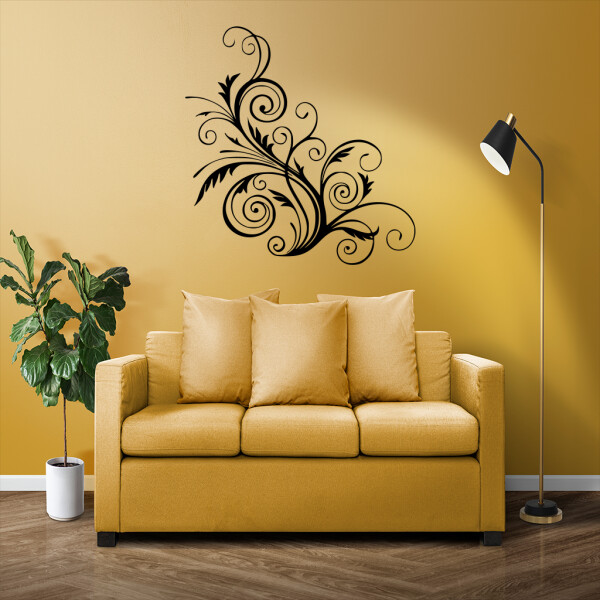 Veselá Stena Samolepka Ornament kvetina Farba: černá, Veľkosť: 60 x 60 cm