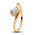 Pandora Romantický pozlátený prsteň Zvlnené srdce Shine Timeless 163660C01 48 mm