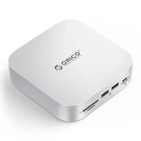 Orico MiniLink Dokovacia stanica strieborná / 3x USB-C + 2x USB-A + 3.5mm jack + SD/TF + LAN