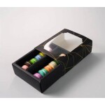 Čierna krabička na makrónky so zlatými pruhmi 15,5 x 12,5 x 5,2 cm (na 10 kusov) - dortis - dortis