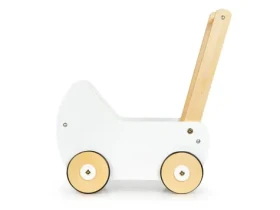 ECOTOYS Drevený vozík pre bábiky biela / od 3 rokov (ESC-W-0173)