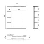 AQUALINE - KORIN STRIP zrkadlo s LED osvetlením a poličkami 60x70x12cm KO370S