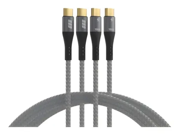 EFB USB-C sivá / Kábel USB-C / 2× 1 m / 100 W PD / E-Marker / USB 2.0 (USB-CC-00005)