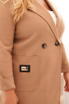 Dámsky elegantný kabát Plus Size s golierom a veľkými vreckami Camel UNI