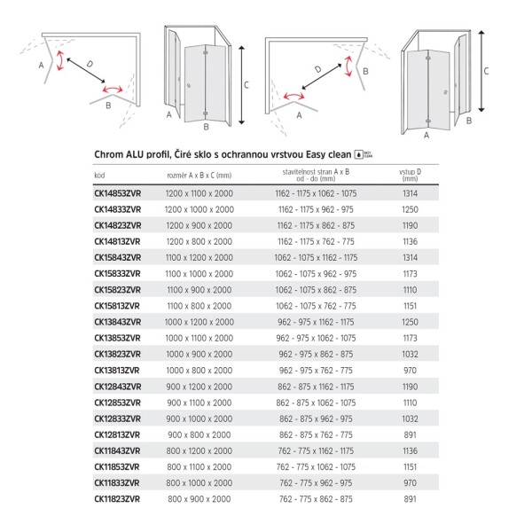 Mereo Sprchovací kút, Novea, obdĺžnik, zalamovací, 80x90 cm, chróm ALU, sklo Číre CK11823ZVR