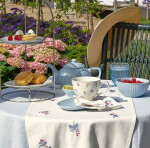 GREEN GATE Bavlnený behúň Portia White Embroidery 140 x 45 cm