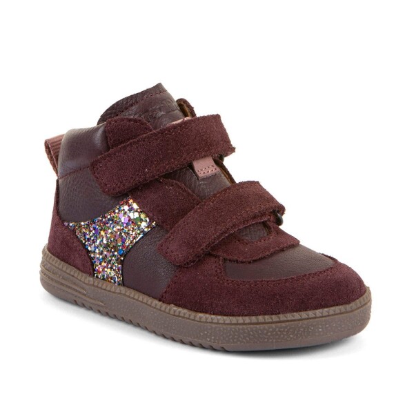 Dievčenské celoročné kožené členkové barefoot topánky LOOP HIGH-TOPS DARK BORDEAUX Froddo G2110157-4 - 33