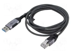 Goobay USB-A - RJ-45 čierna/sivá / Sieťový adaptér / USB 3.2 Gen1 / 1 Gbit/s / 2 m (74395)