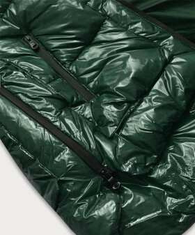 Dámska prešívaná bunda s tmavozeleným patentom (7697) odstíny zelené S (36)