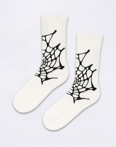 Edwin Spider Web Socks White garment washed