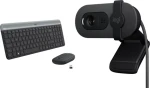 Logitech MK470 Slim US + Brio 100 / Bezdrôtová sada klávesnice, myši a webkamery / USB
